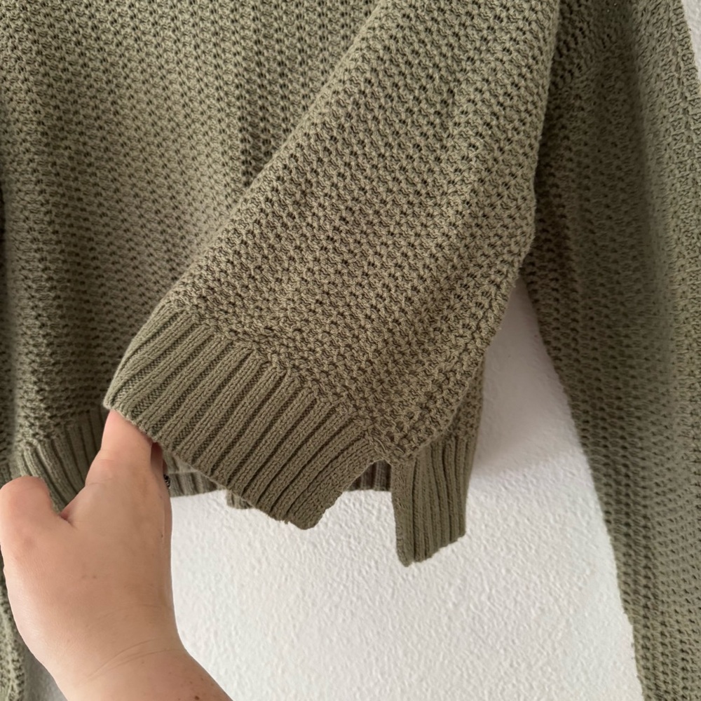 AEROPOSTALE Drop Shoulder Sweater Medium Olive Green Relaxed Crew Knit Cozy - Picture 6 of 15